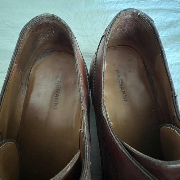🤎 MAGNANNI~ Men's Wingtip BROWN All Leather Dress Shoes US 10.5 - Picture 15 of 16